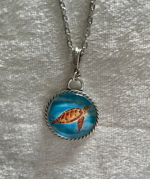 "Sea Turtle" Art Pendant (18 inch)