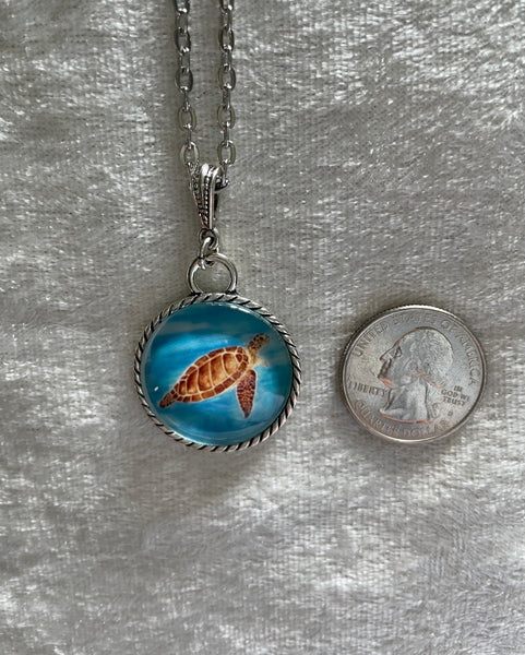 "Sea Turtle" Art Pendant (18 inch)