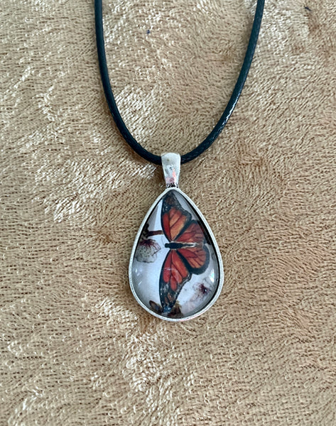 Monarch butterfly Teardrop  Pendant (18 inch)