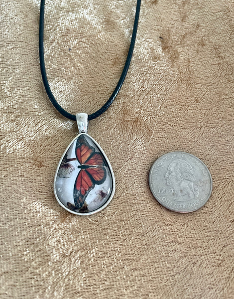Monarch butterfly Teardrop  Pendant (18 inch)