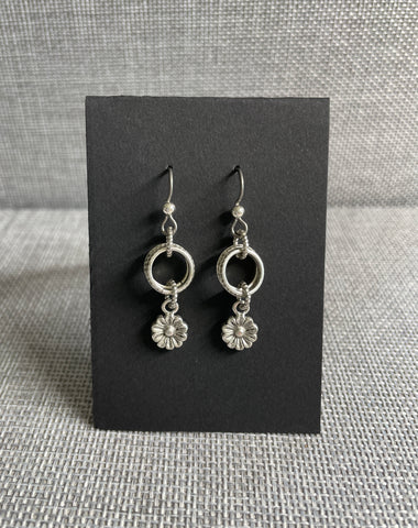 Antique silver flower earrings