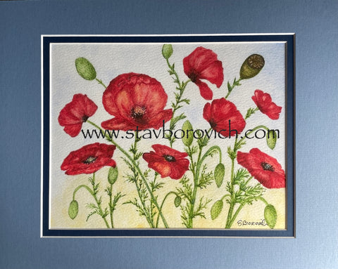 "Poppies" 11x14 matted art print